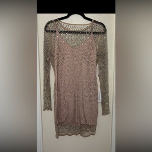Windsor Rhinestone Mini Dress Pink L